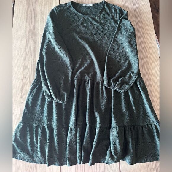 Violeta by Mango - Flared Short Dress Dark Green babydoll in 3XL - Picture 5 of 10